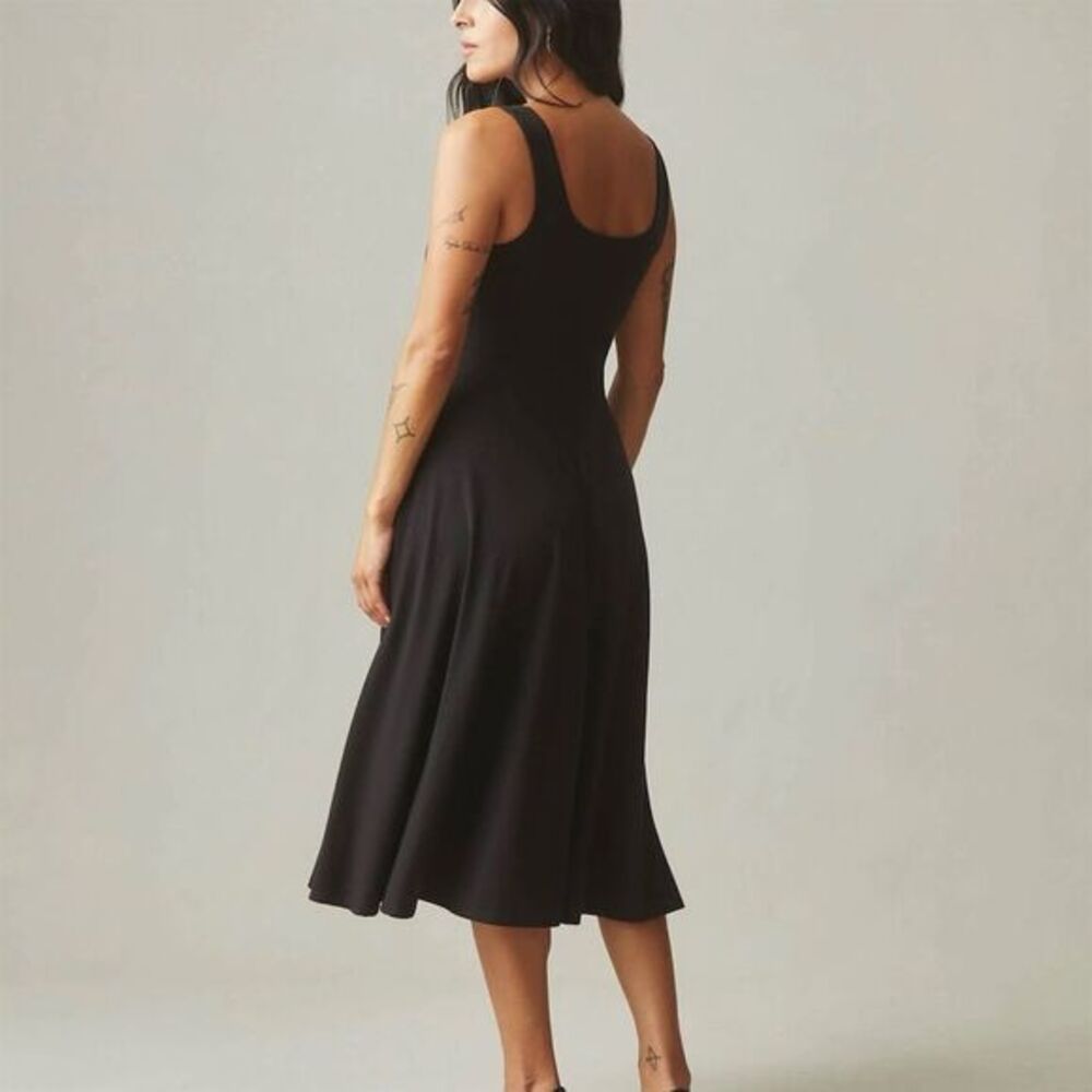 NWOT American Giant Women's Women's Flex Dress Midi Black Meteorite Size M - Picture 2 of 9
